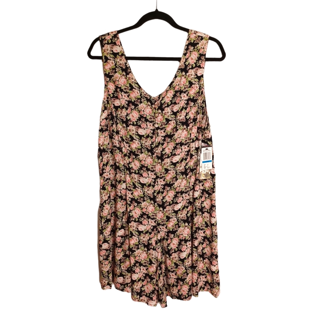 LIVE LIFE BY SANCTUARY Pink Green Floral Print Sleeveless Button Front Romper XL